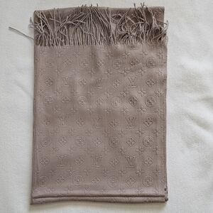 LV LIKE Taupe Monogram Fringe Scarf
